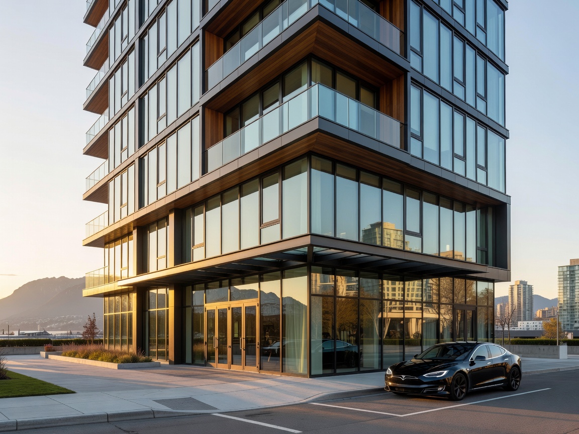 Exterior view of a high-end modern hotel in downtown Vancouver