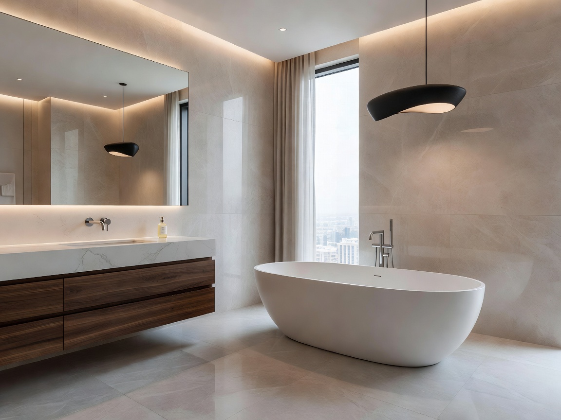 Modern luxury bathroom with freestanding tub