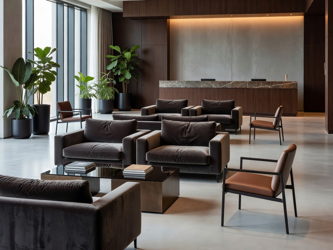 Premium hotel lobby lounge with modern furnishings